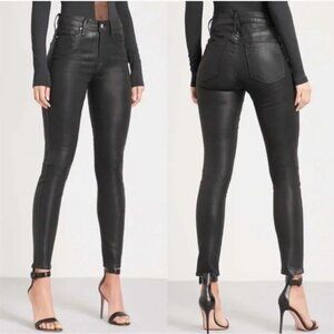 Good American Jeans Good Legs High Waist Skinny Waxed Black Sz 4 / 27 Stretch